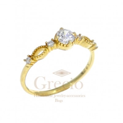 Δαχτυλίδι μονόπετρο με σχέδιο