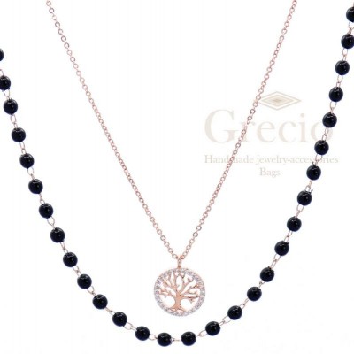 Κολιέ διπλό με ροζάριο και...